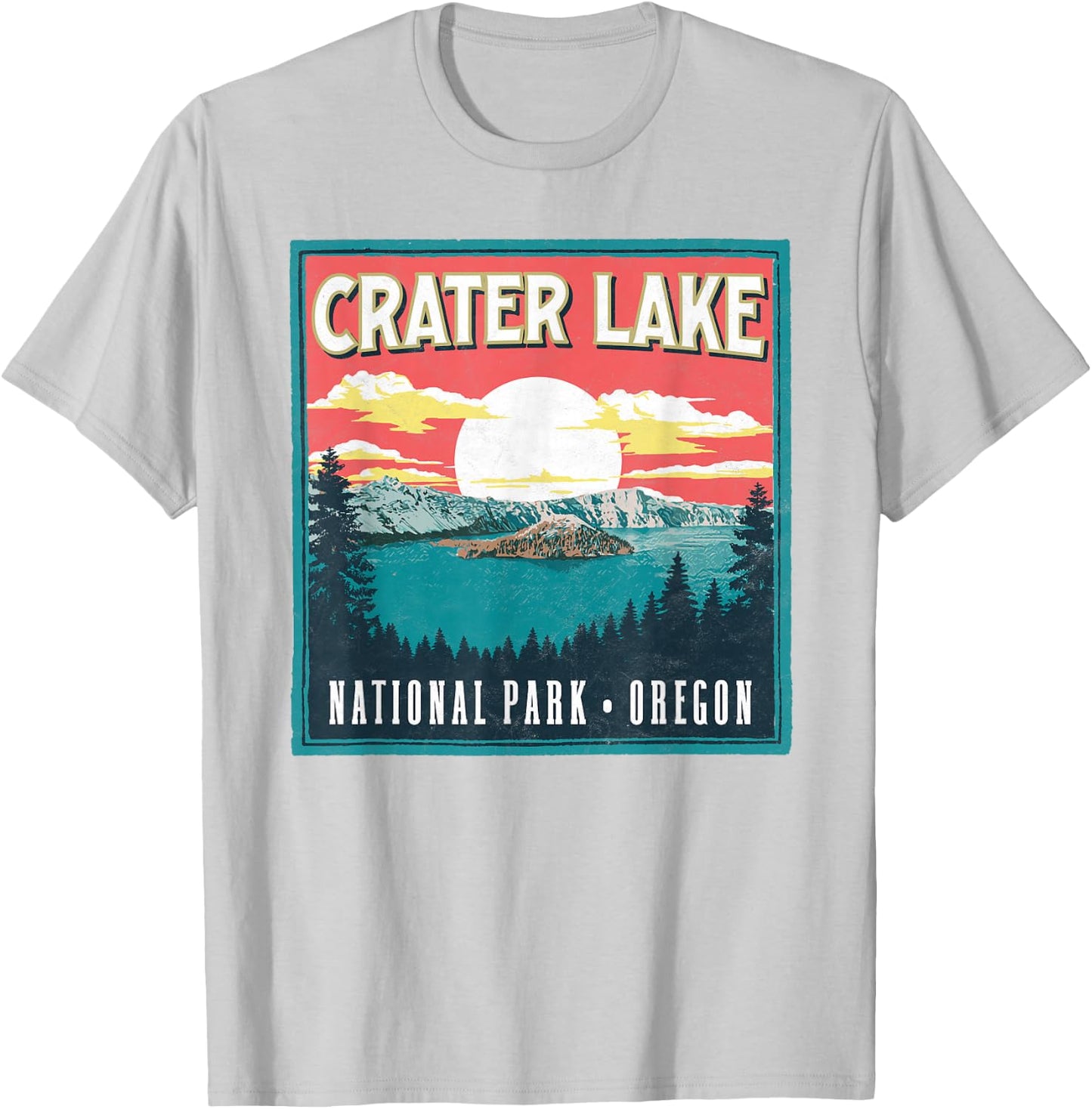 Crater Lake National Park Oregon Vintage Vibe Graphic T-Shirt - T-Shirt | Ash