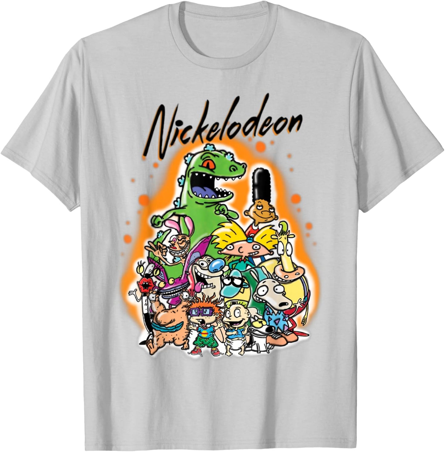 Nickelodeon Classic Nick 90s Urban Spray Paint Character T-Shirt - T-Shirt | Ash