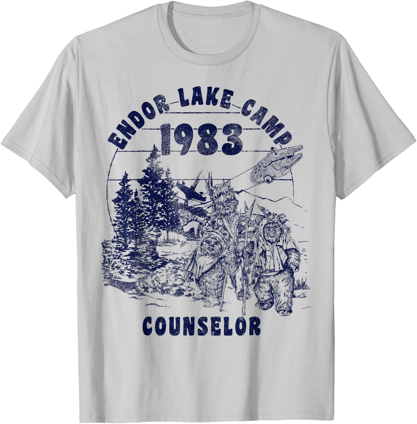 Star Wars Endor Lake Camp Counselor 1983 Logo T-Shirt - T-Shirt | Ash