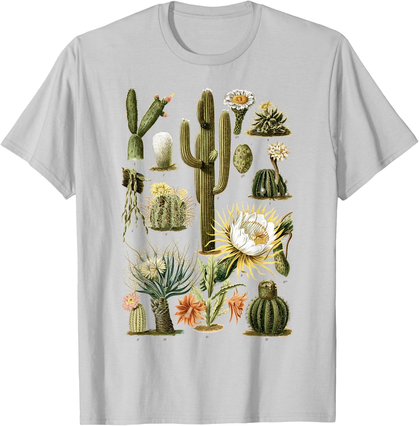 Cactus Succulent Plant Vintage Cacti Botanical Botanical T-Shirt - T-Shirt | Ash
