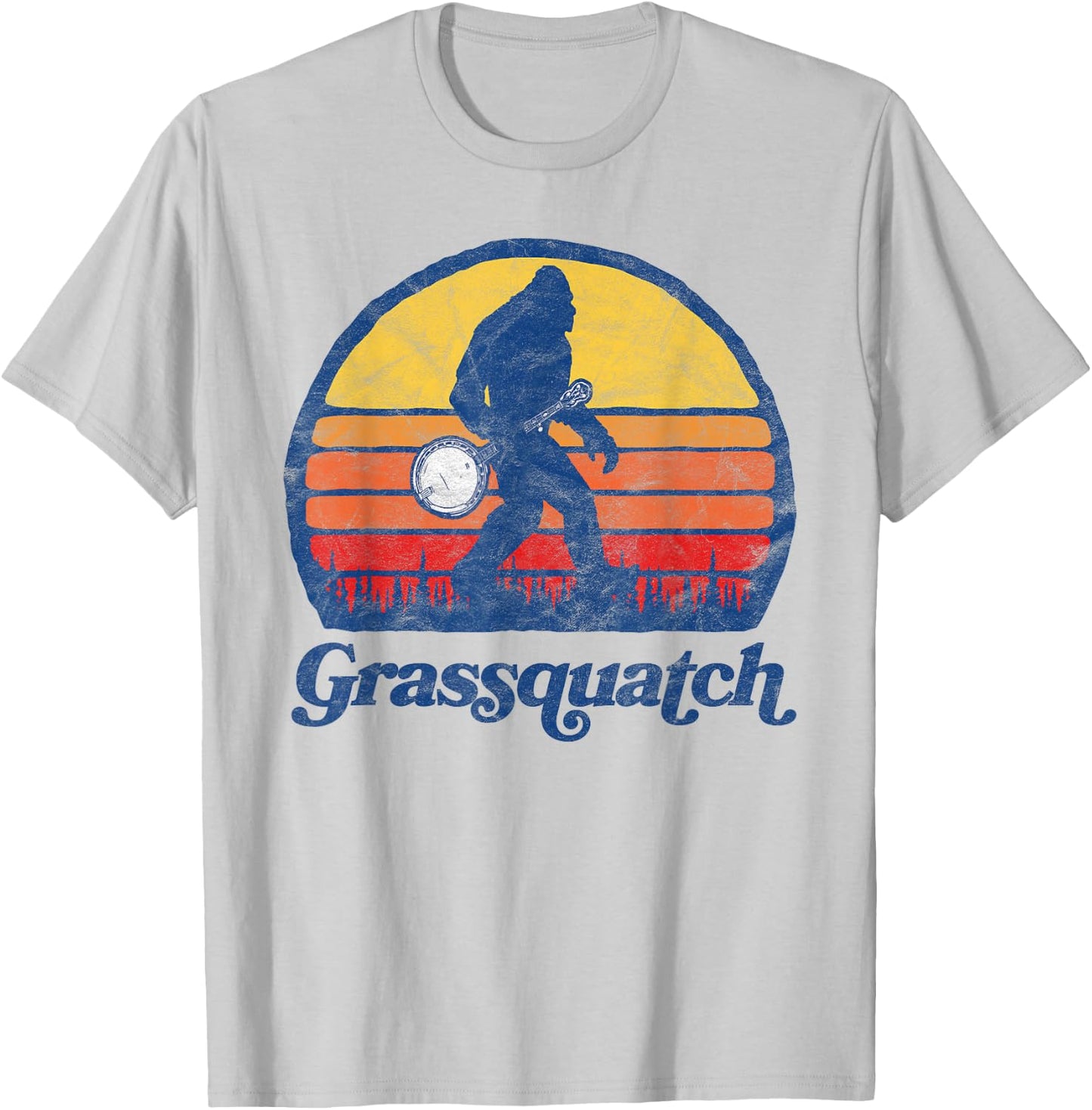 Grassquatch! Funny Bigfoot & Banjo Bluegrass Sasquatch Shirt T-Shirt - T-Shirt | Ash