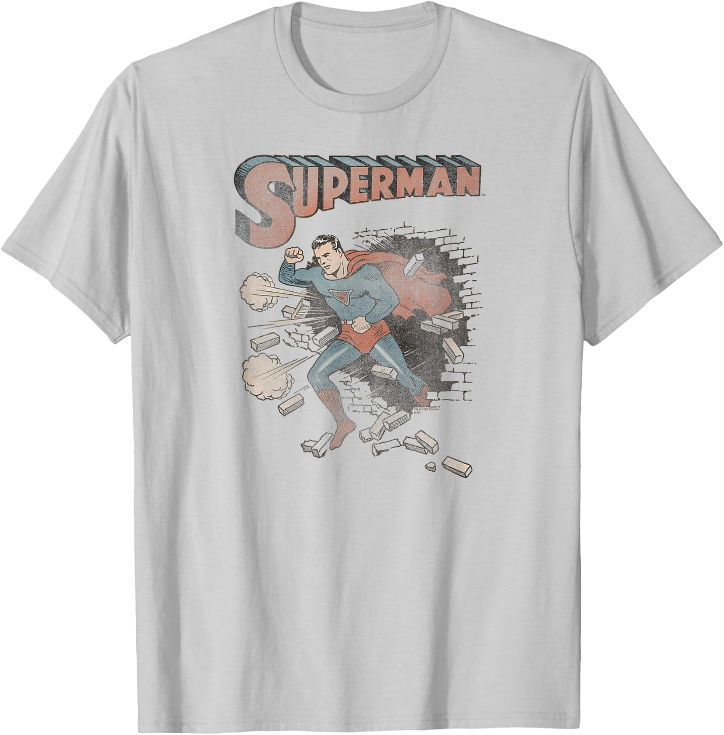 Superman Vintage Breakthrough T-Shirt - T-Shirt | Ash