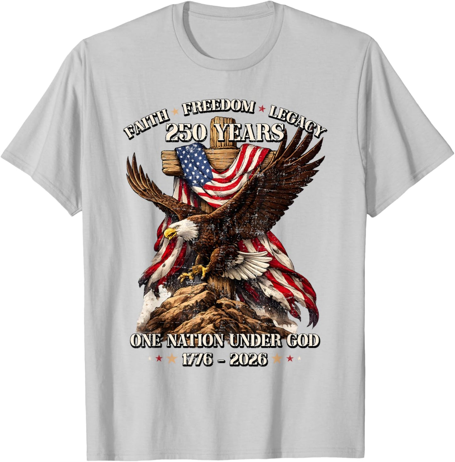 250 Anniversary USA 250th Patriotic Eagle 4th of July T-Shirt - T-Shirt | Ash