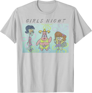 SpongeBob SquarePants Patrick Squidward Girls Night T-Shirt - T-Shirt | Ash