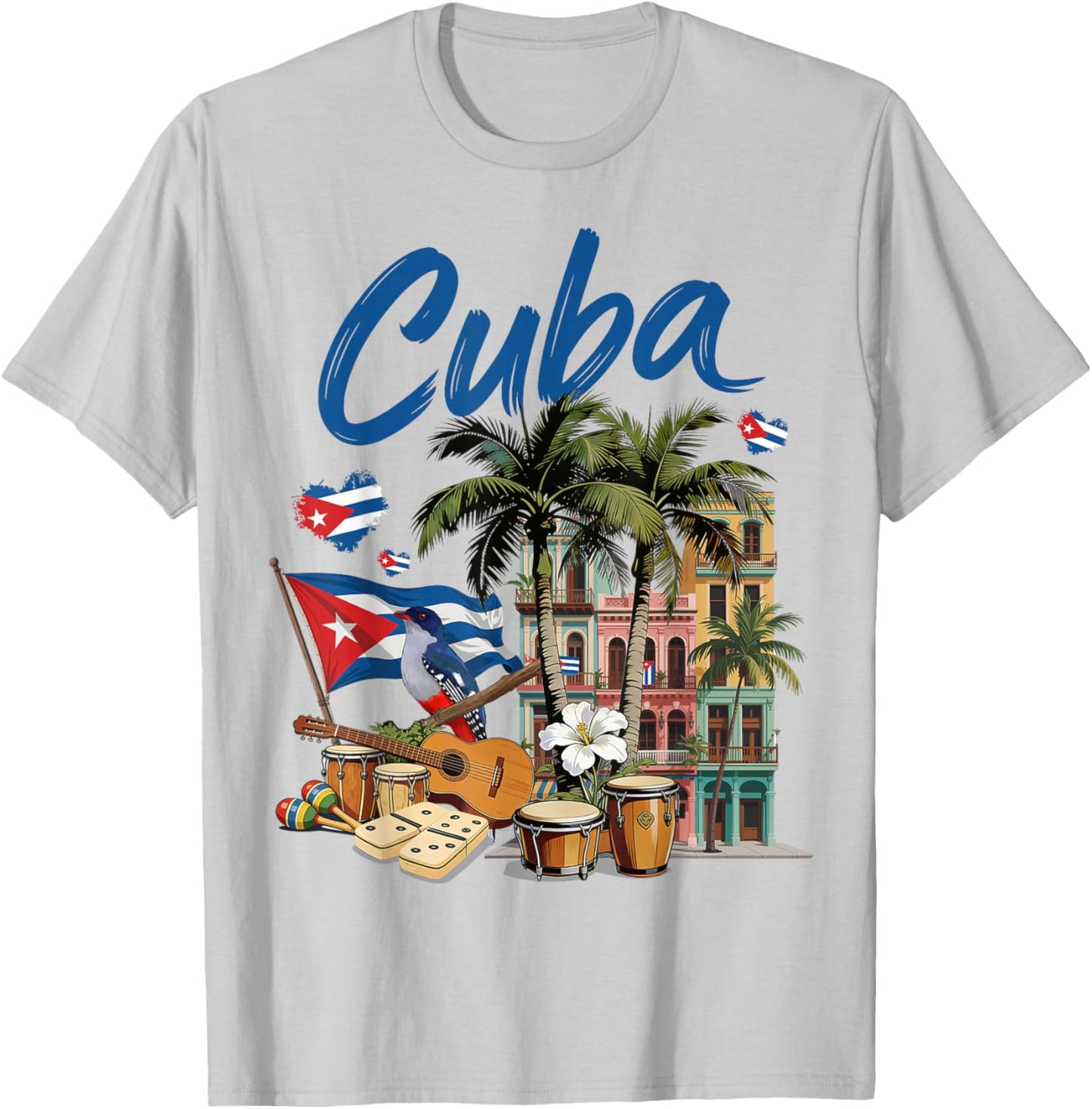 Latin Heritage Cuban Flag Outfit Idea Cuba Themed T-Shirt - T-Shirt | Ash