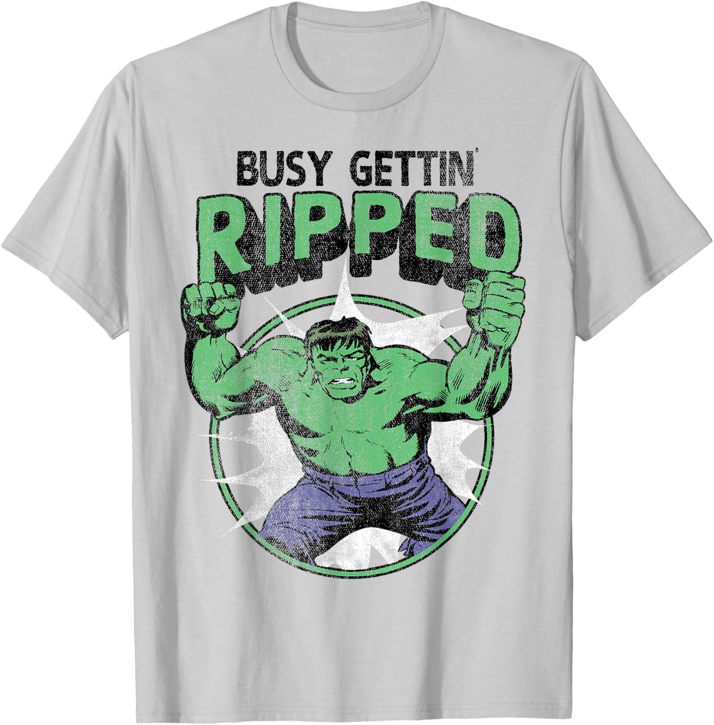 Marvel Hulk Busy Gettin Ripped Workout T-Shirt - T-Shirt | Ash