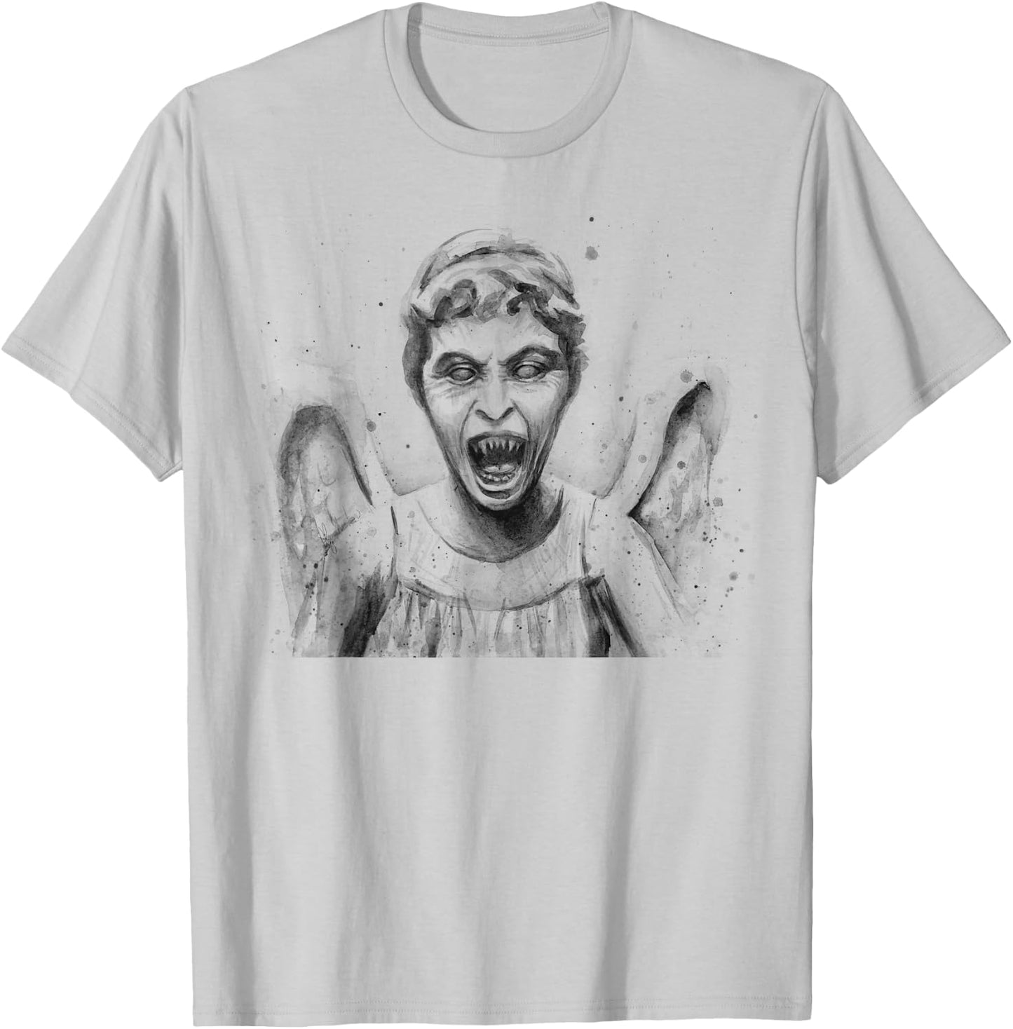 Weeping Angel Watercolor Sci-Fi Scary Don't Blink T-Shirt - T-Shirt | Ash