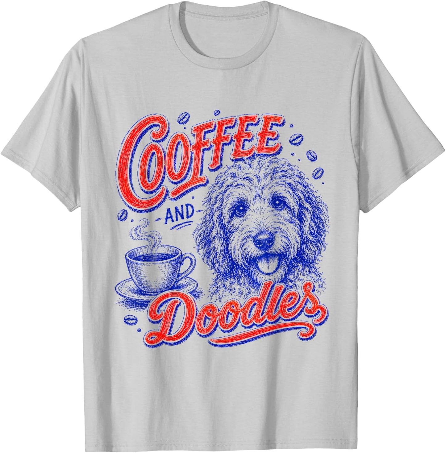 Coffee and Doodles Funny Doodles Coffee Club Pet Lover Men T-Shirt - T-Shirt | Ash
