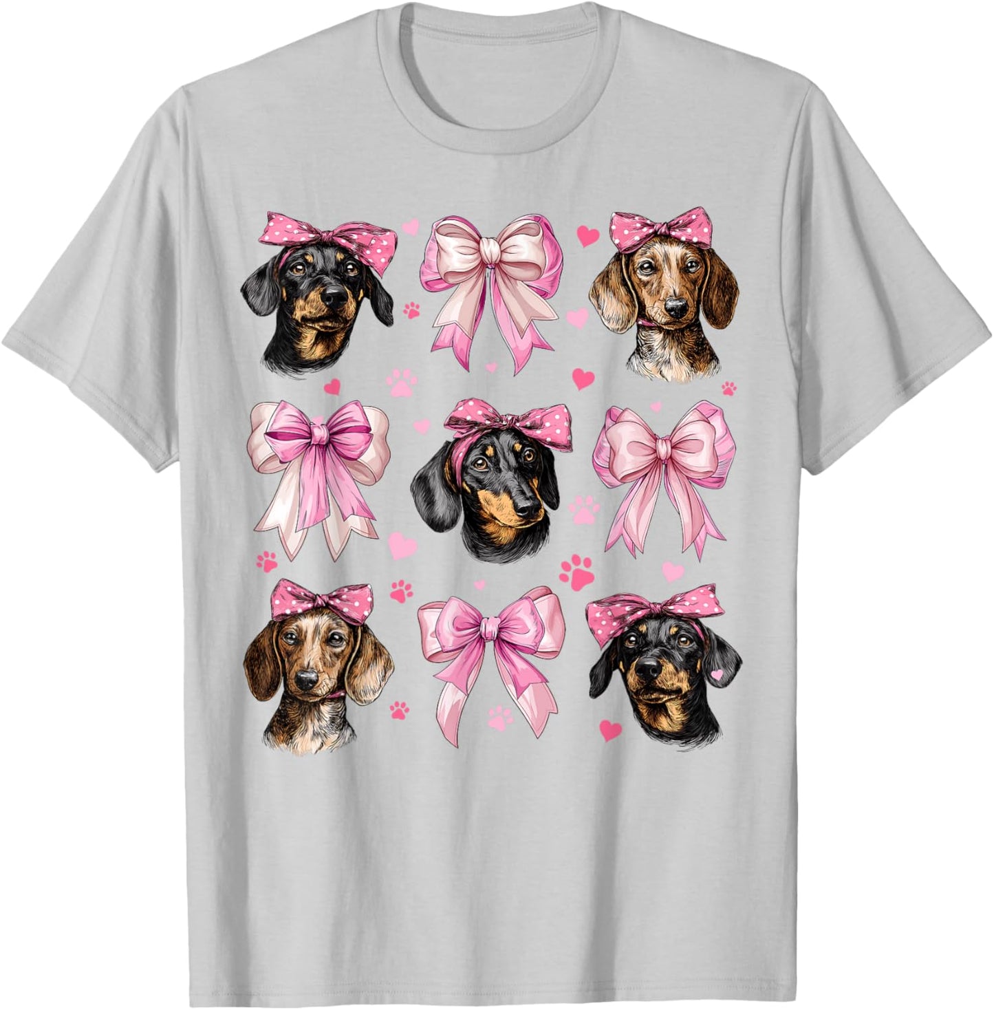 Dachshund Dog Mom Girl Coquette Bow Pink T-Shirt - T-Shirt | Ash