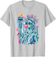 Brushstroke Statue of Liberty Blowing Bubble Gum 4th of July T-Shirt - T-Shirt | Ash