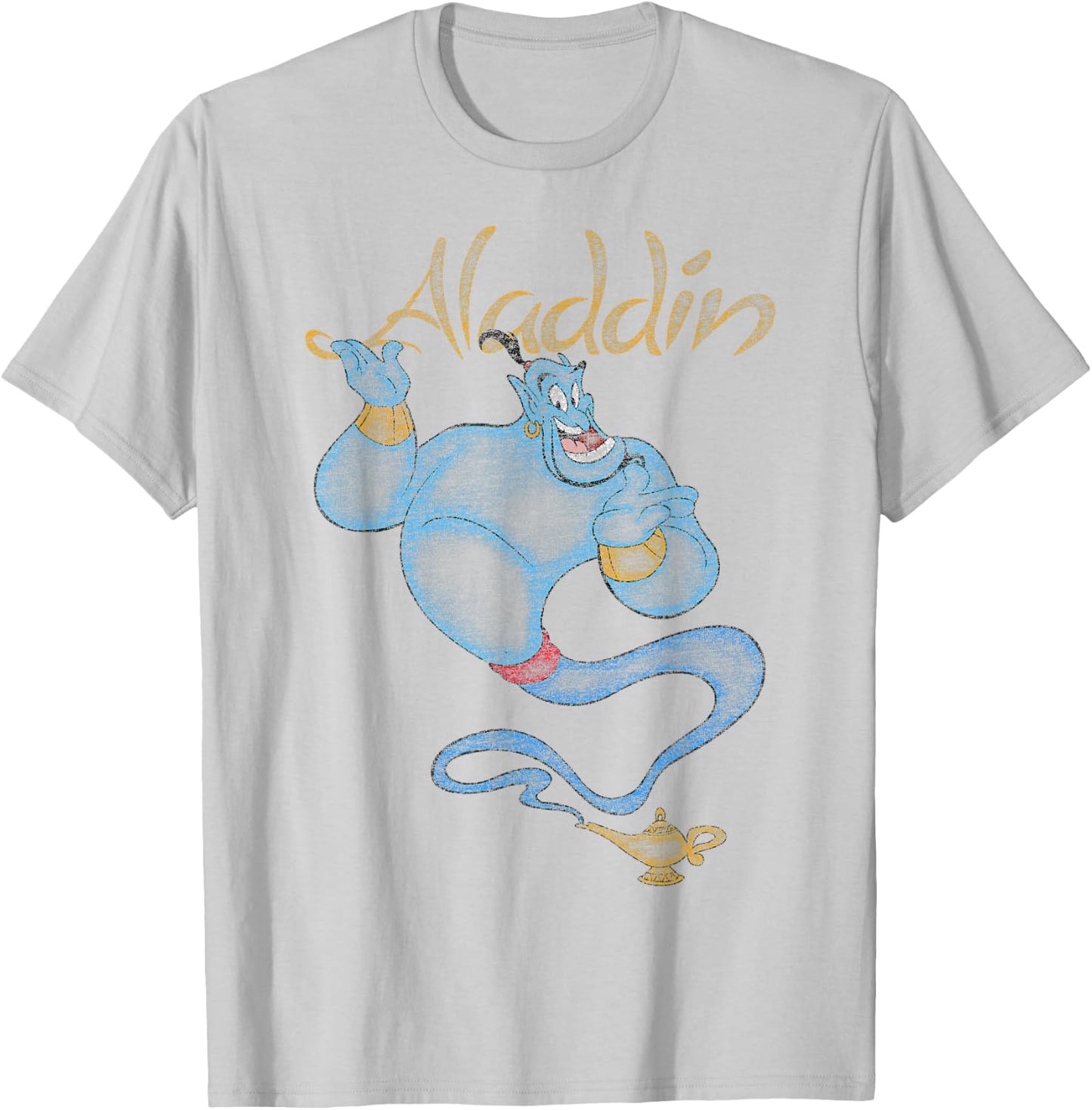 Disney Aladdin Distressed Genie Floating T-Shirt - T-Shirt | Ash
