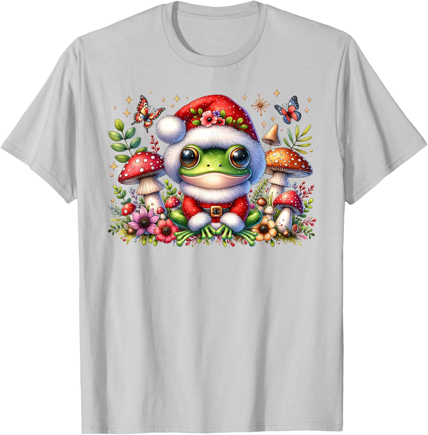 Cottagecore Frog Christmas Mushroom butterfly Men Women Kids T-Shirt - T-Shirt | Ash