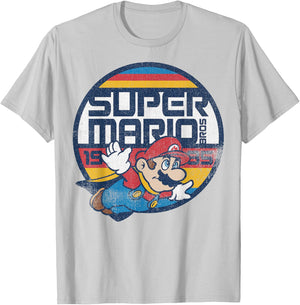 Super Mario Classic Retro Flying 1985 Graphic T-Shirt - T-Shirt | Ash