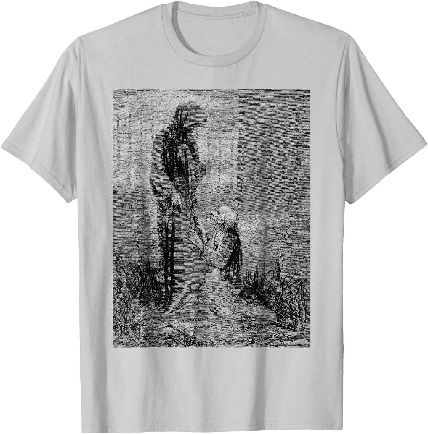 Ghost of Christmas Future Bah Humbug Scrooge Cemetary Scene T-Shirt - T-Shirt | Ash