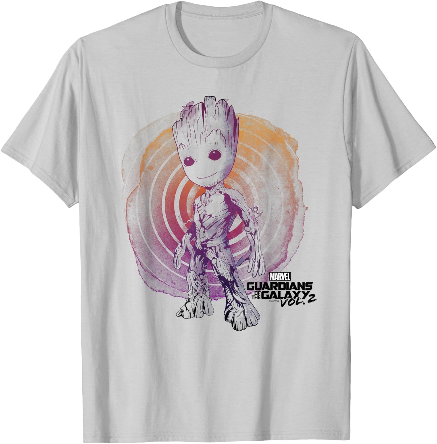 Marvel Guardians Vol. 2 Groot Watercolor Swirl C1 T-Shirt - T-Shirt | Ash