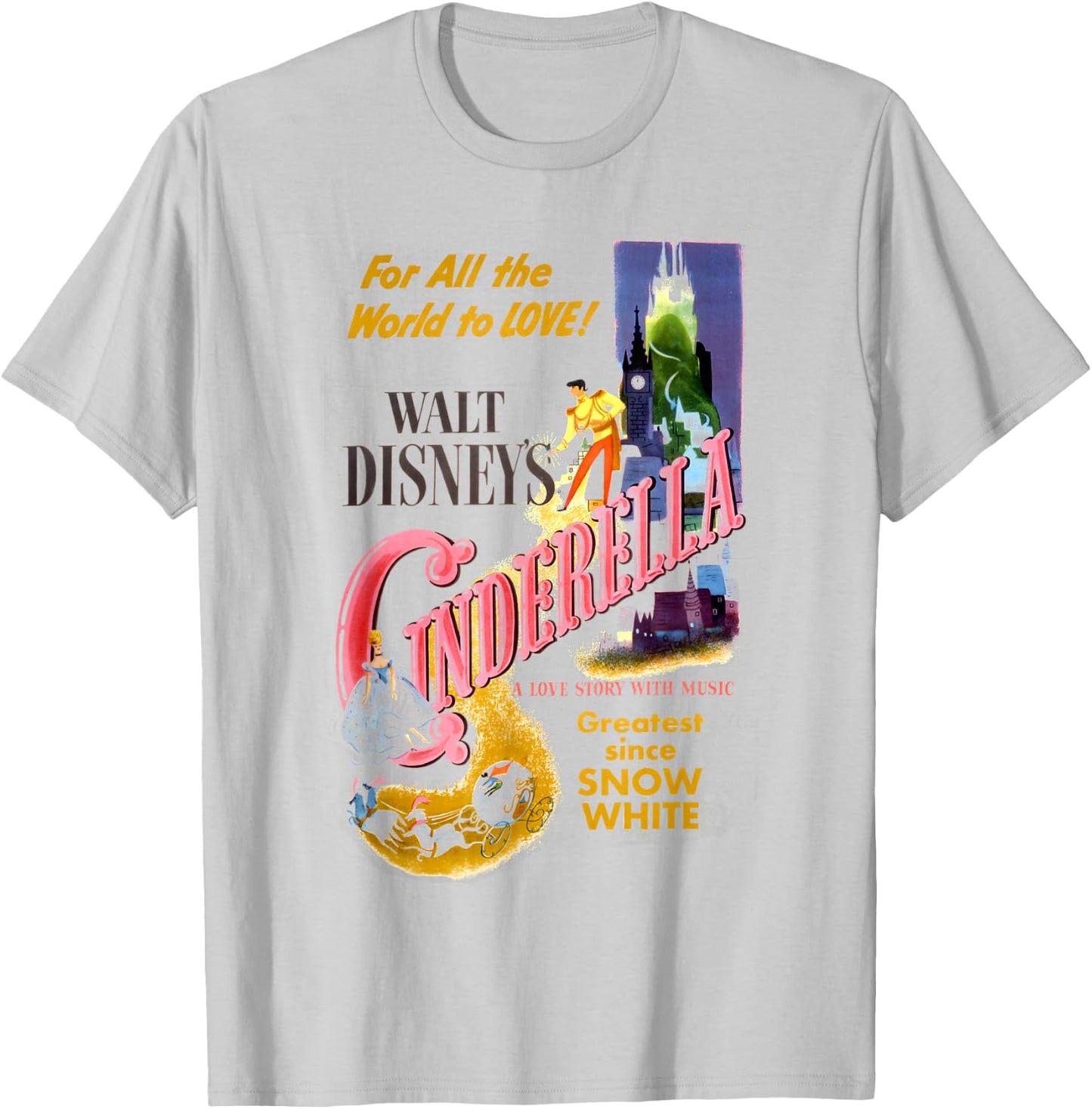 Disney Cinderella Vintage Movie Box Art Poster Small T-Shirt - T-Shirt | Ash
