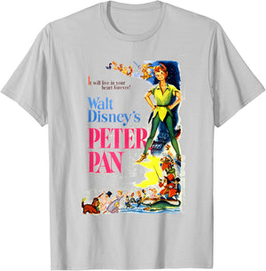 Disney Peter Pan Vintage Cartoon Poster Graphic T-Shirt - T-Shirt | Ash
