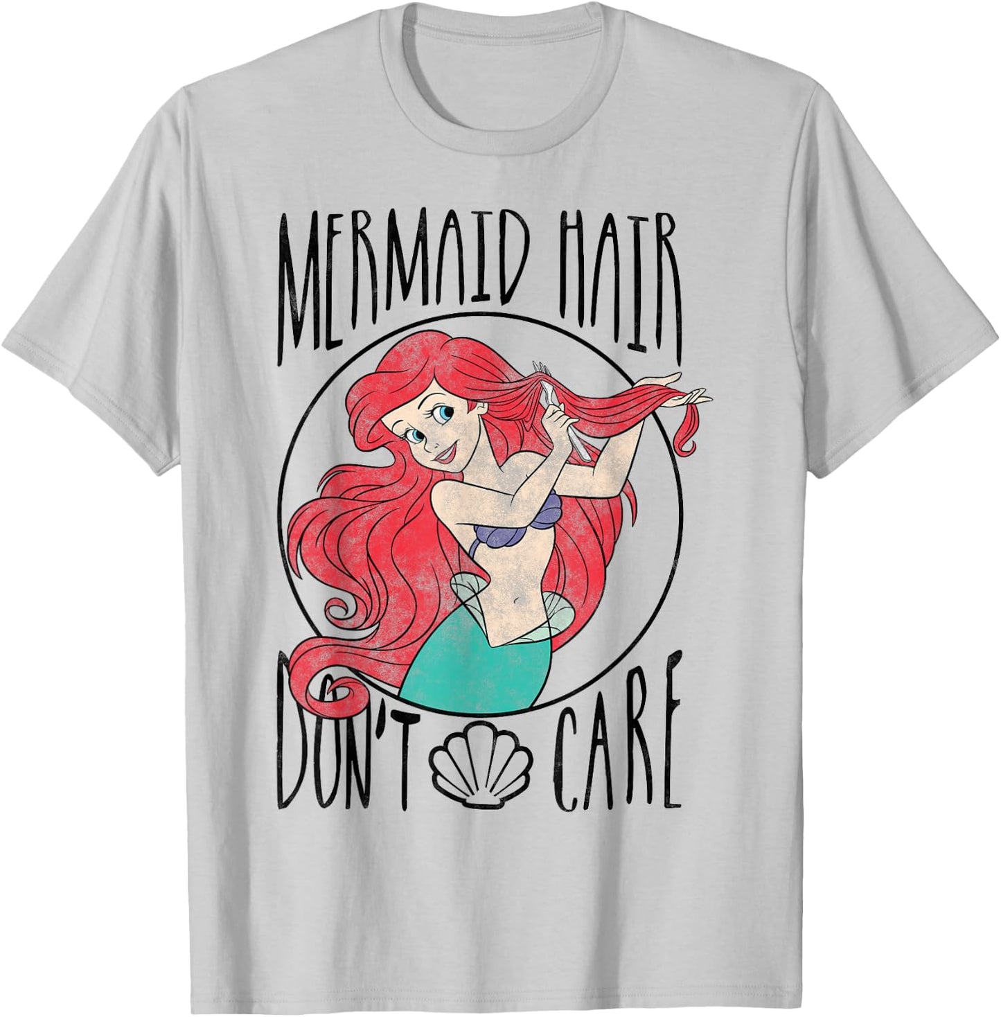 Disney The Little Mermaid Ariel Mermaid Hair Don't Care T-Shirt - T-Shirt | Ash