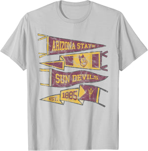 Arizona State University Sun Devils Distressed Pennants T-Shirt - T-Shirt | Ash