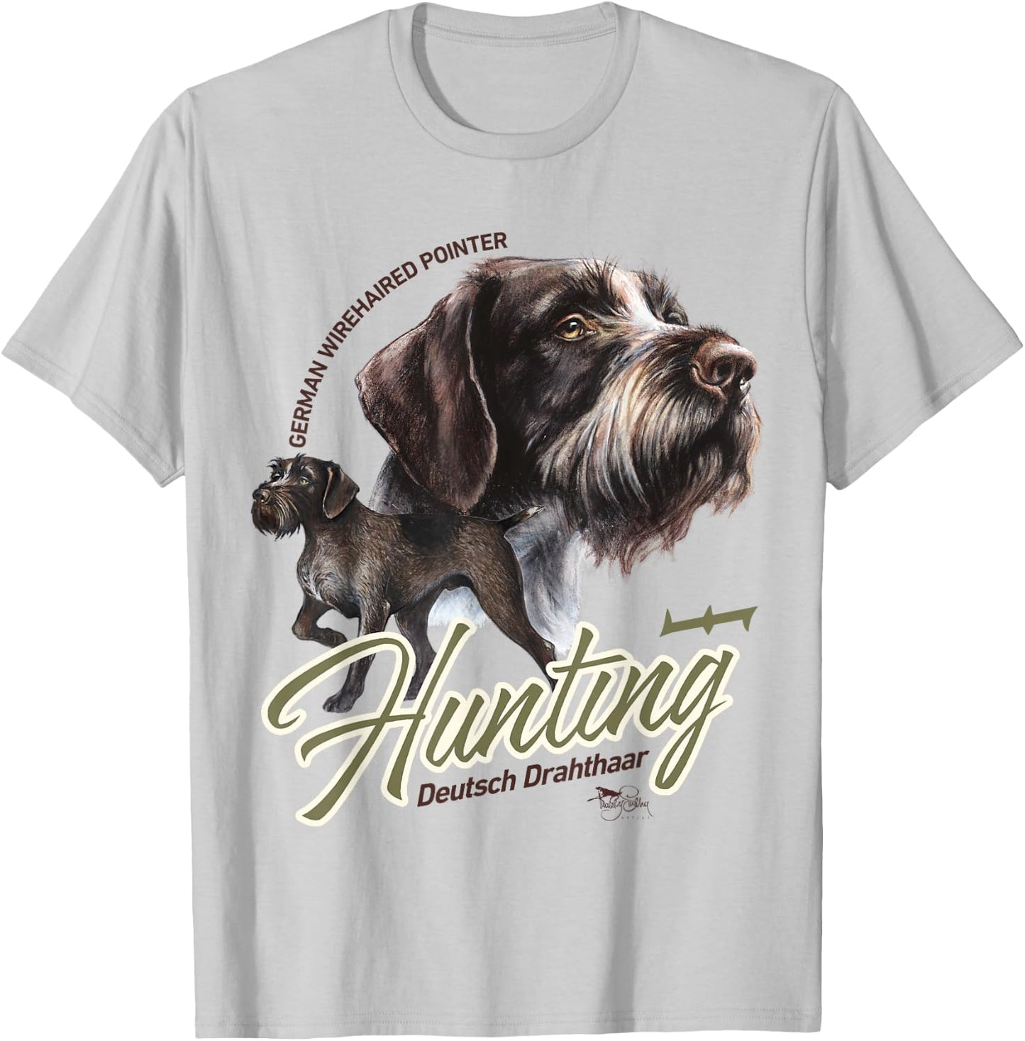 German Wirehaired Pointer Hunting Dog GWP T-Shirt - T-Shirt | Ash