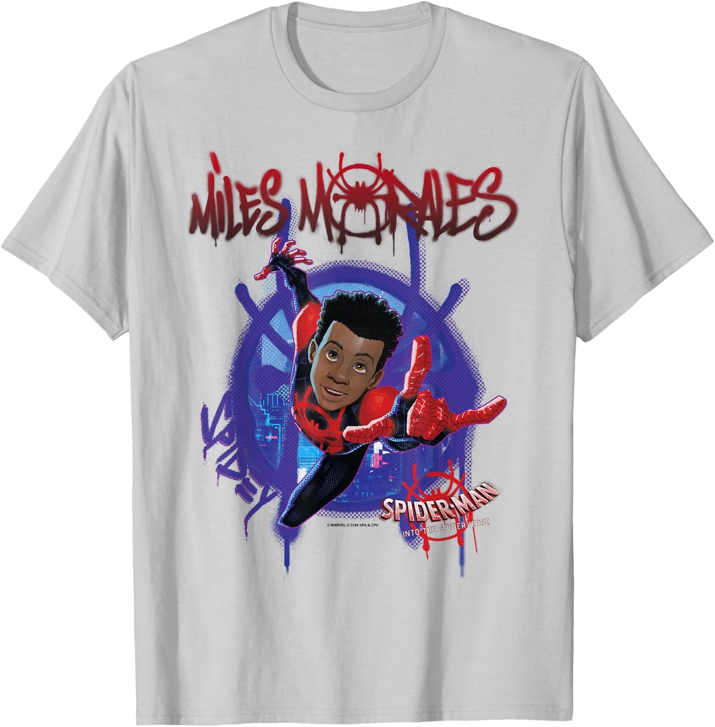 Marvel Spider-Man Spiderverse Miles Morales Splat T-Shirt - T-Shirt | Ash