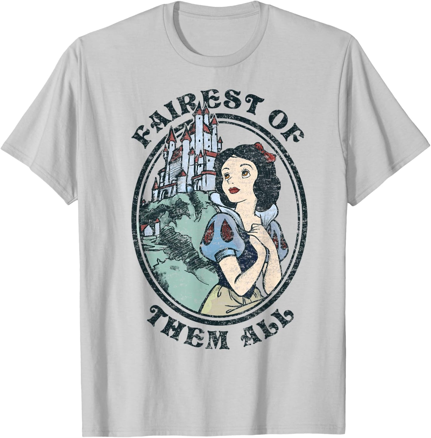 Disney Snow White Fairest of Them All Vintage Portrait T-Shirt - T-Shirt | Ash