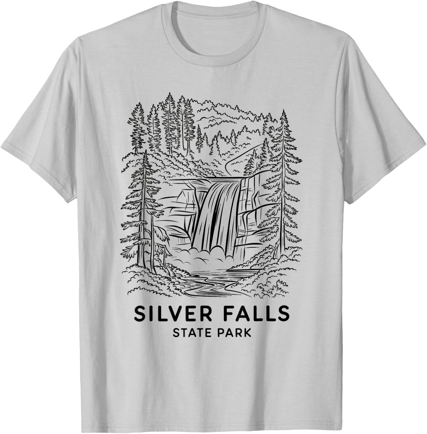 Silver Falls State Park Oregon Waterfall Camping Souvenir T-Shirt - T-Shirt | Ash
