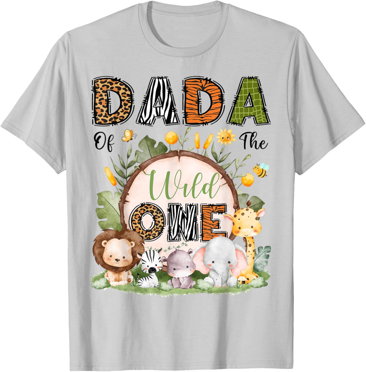 Dada Of The Wild One 1St Bday Kids Safari Jungle T-Shirt - T-Shirt | Ash