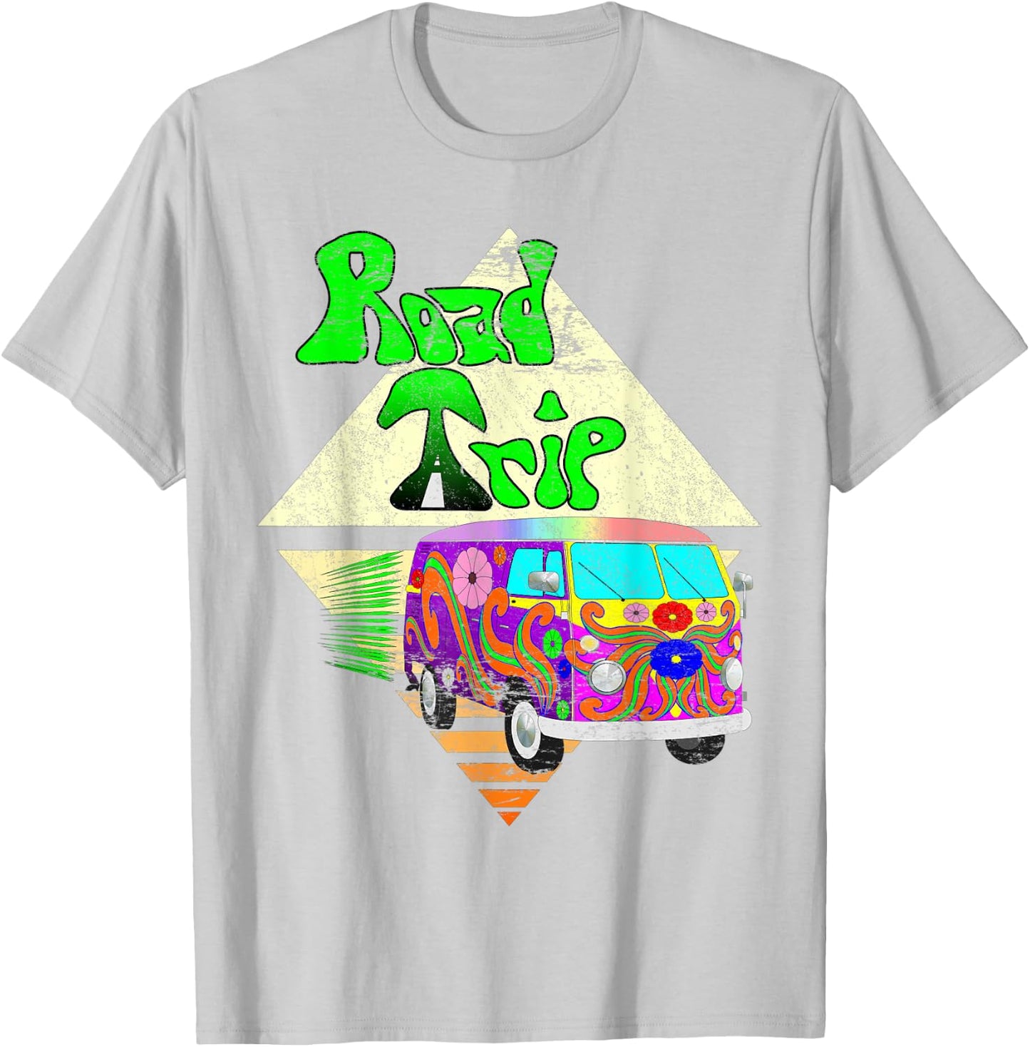 Road Trip Vacation Vintage 1960s Hippie Distressed T-Shirt - T-Shirt | Ash