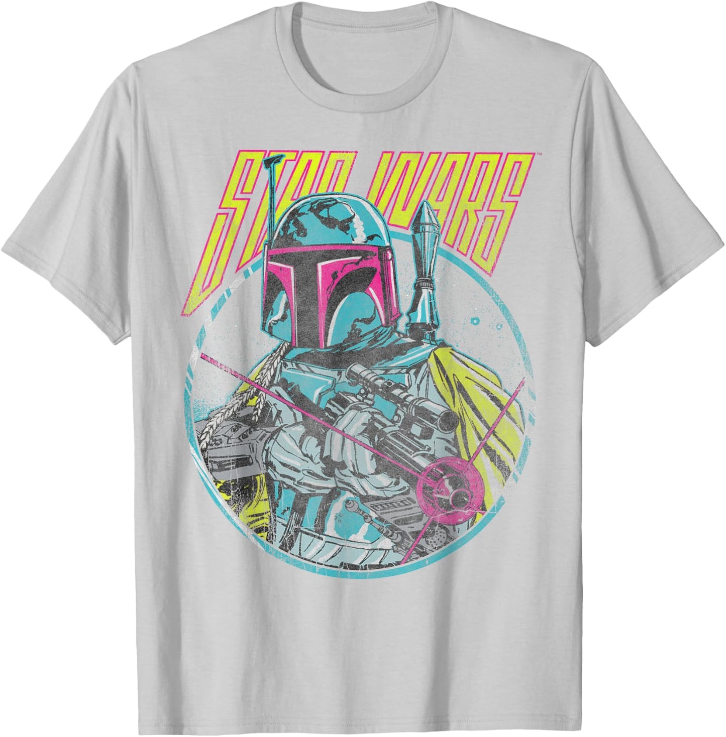 Star Wars Boba Fett Neon Blaster Vintage Graphic C2 T-Shirt - T-Shirt | Ash