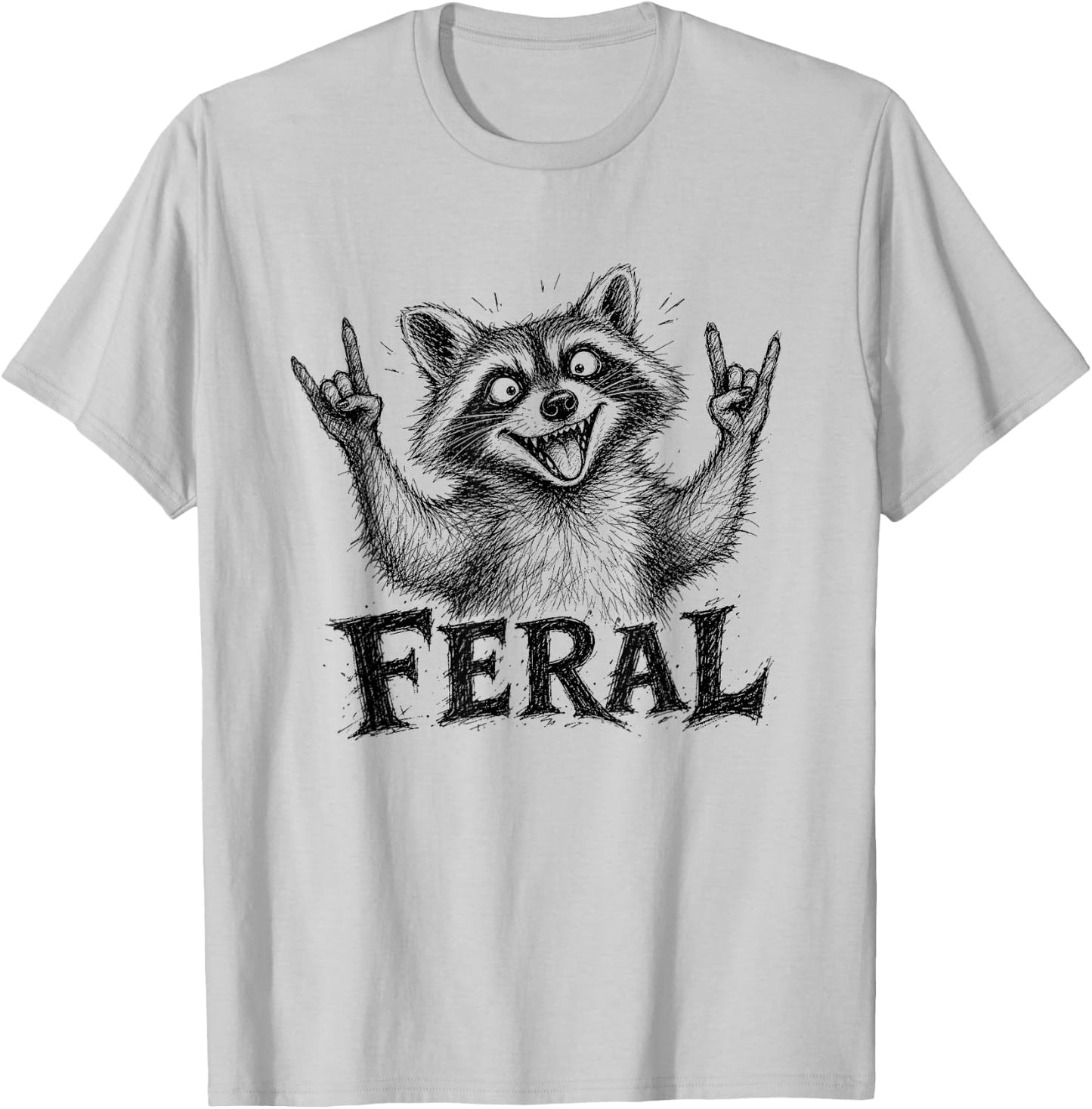 Funny Feral Raccoon Meme Trash Panda Men Women Toddlers Kids T-Shirt - T-Shirt | Ash