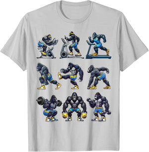 Gorilla Fitness Collection Gym Workout Weightlifting T-Shirt - T-Shirt | Ash