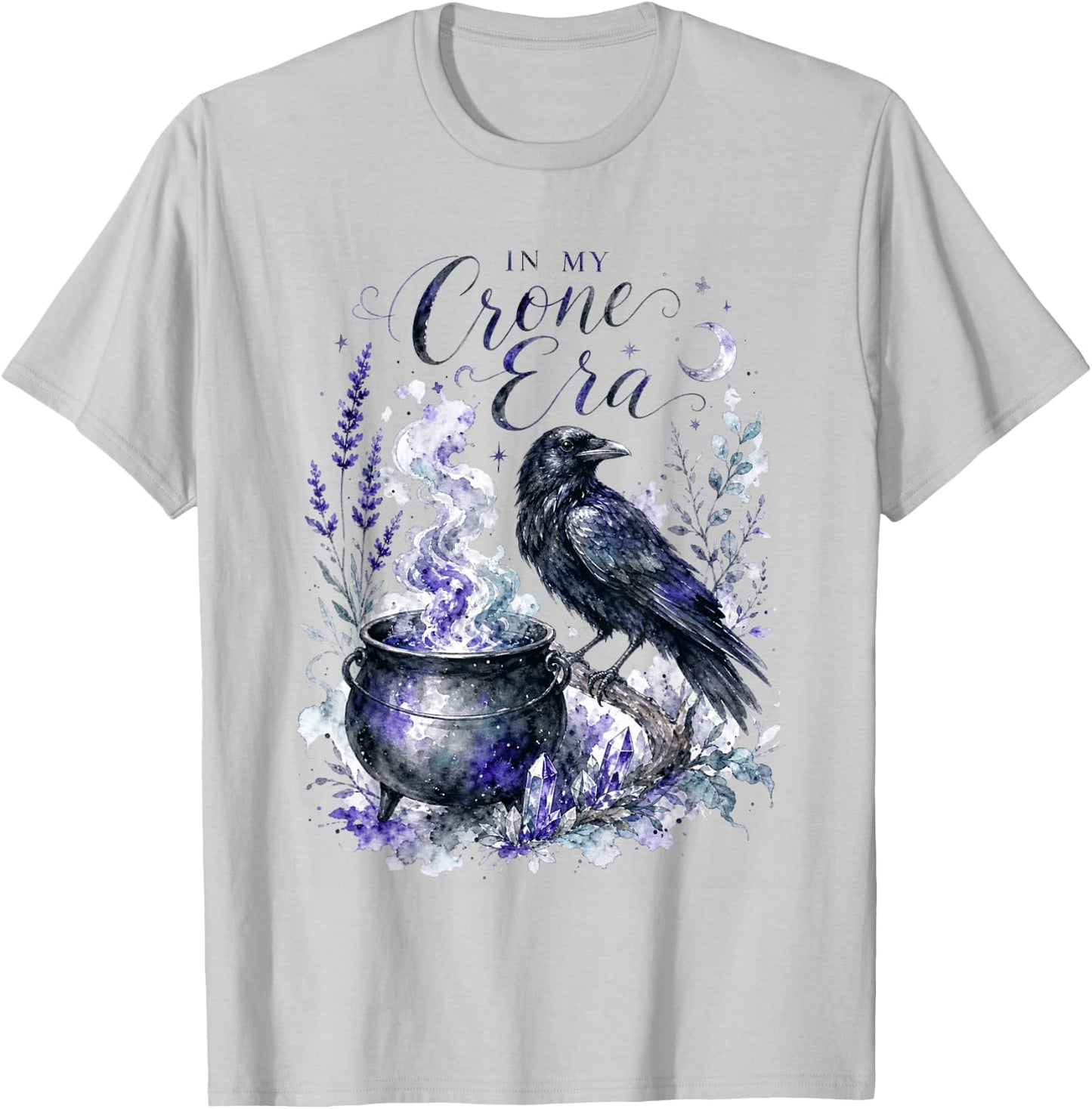 Witchy Raven Cauldron Goth Witch T-Shirt - T-Shirt | Ash