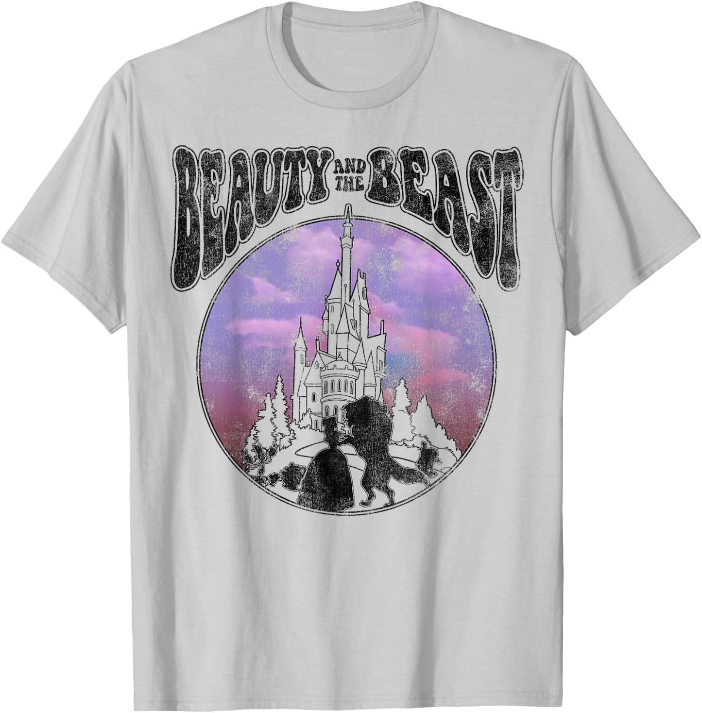 Disney Beauty and the Beast Watercolor Palace Silhouettes T-Shirt - T-Shirt | Ash