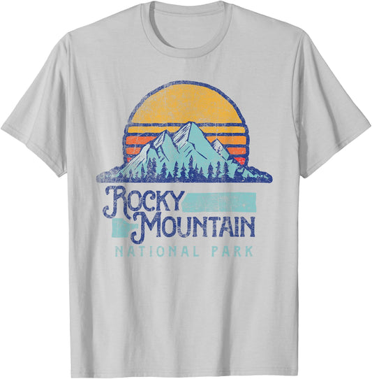 Vintage Rocky Mountain National Park Retro T-Shirt - T-Shirt | Ash