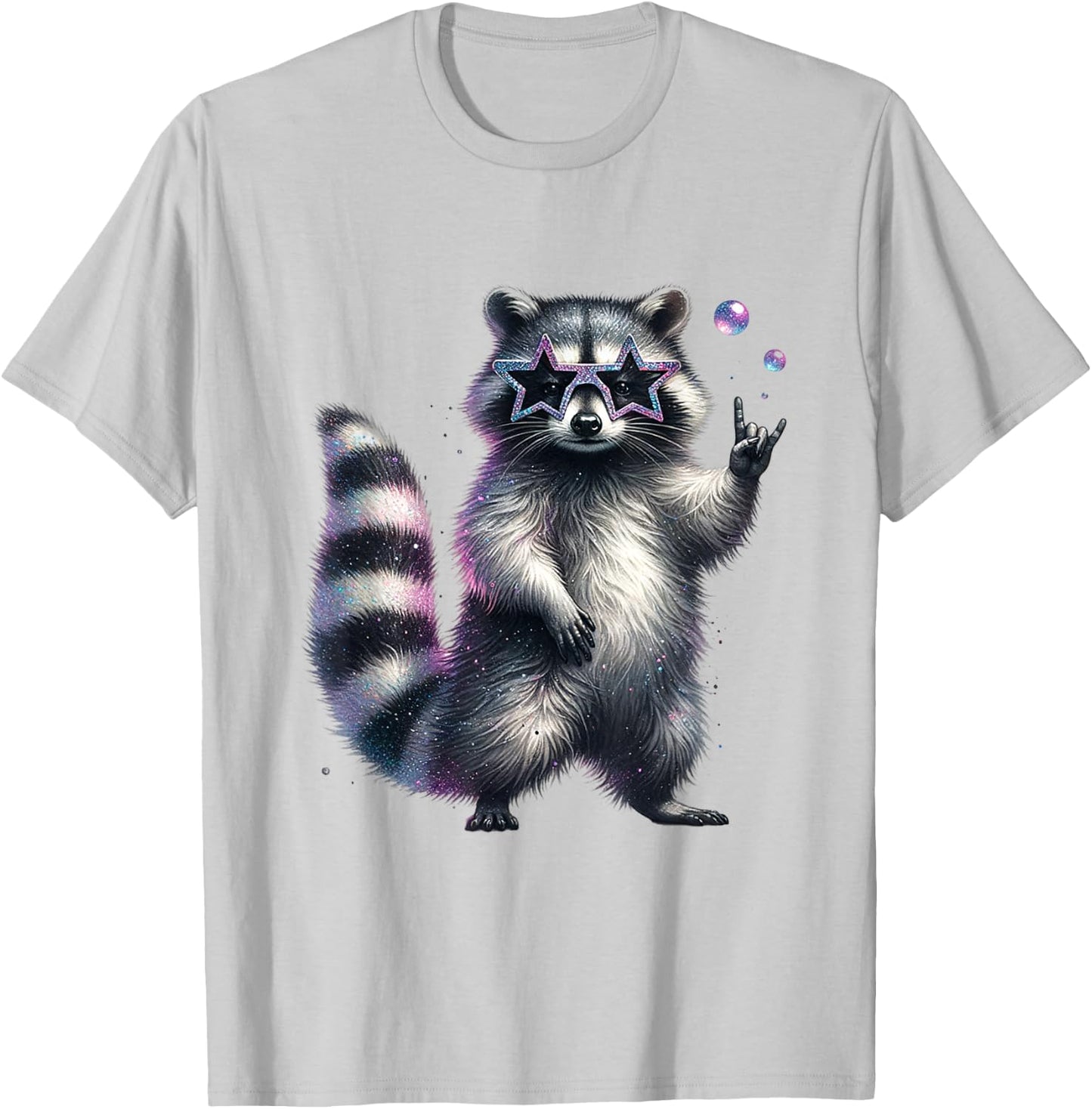 Rock and Roll Raccoon Music Raccoon T-Shirt - T-Shirt | Ash
