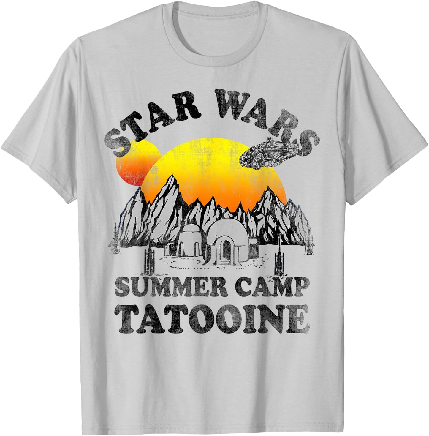 Star Wars Tatooine Summer Camp Igloo Sunrise Retro T-Shirt - T-Shirt | Ash
