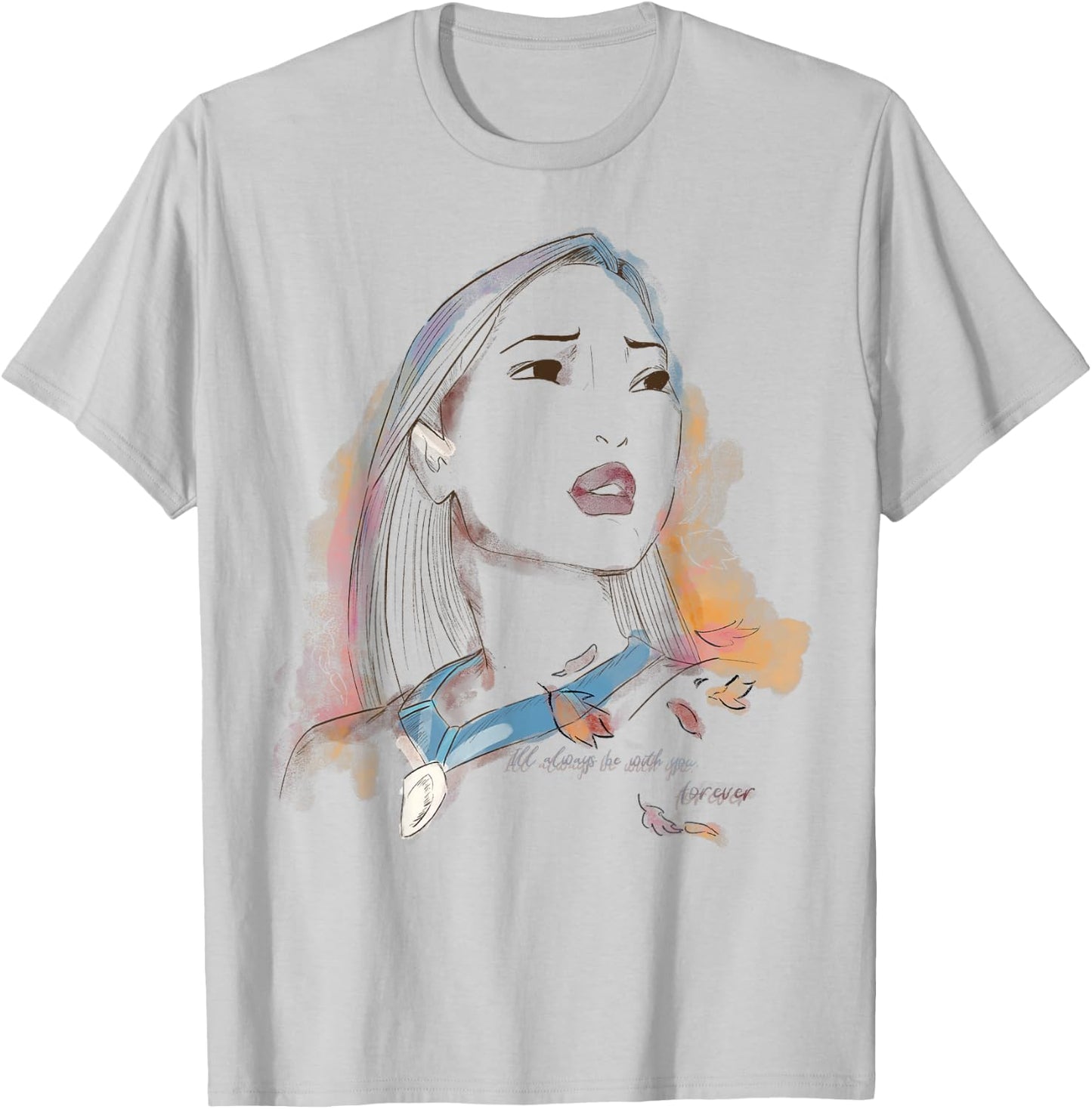 Disney Pocahontas Watercolor Portrait Quote Graphic T-Shirt - T-Shirt | Ash