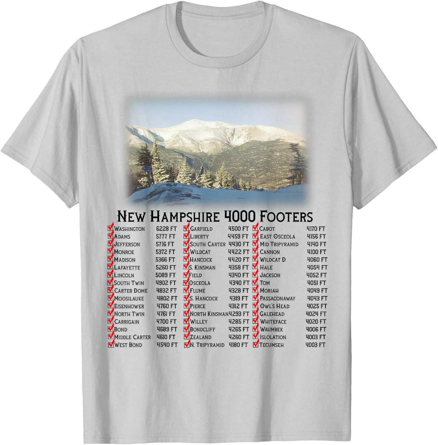 New Hampshire 4000 Footers T-Shirt - T-Shirt | Ash