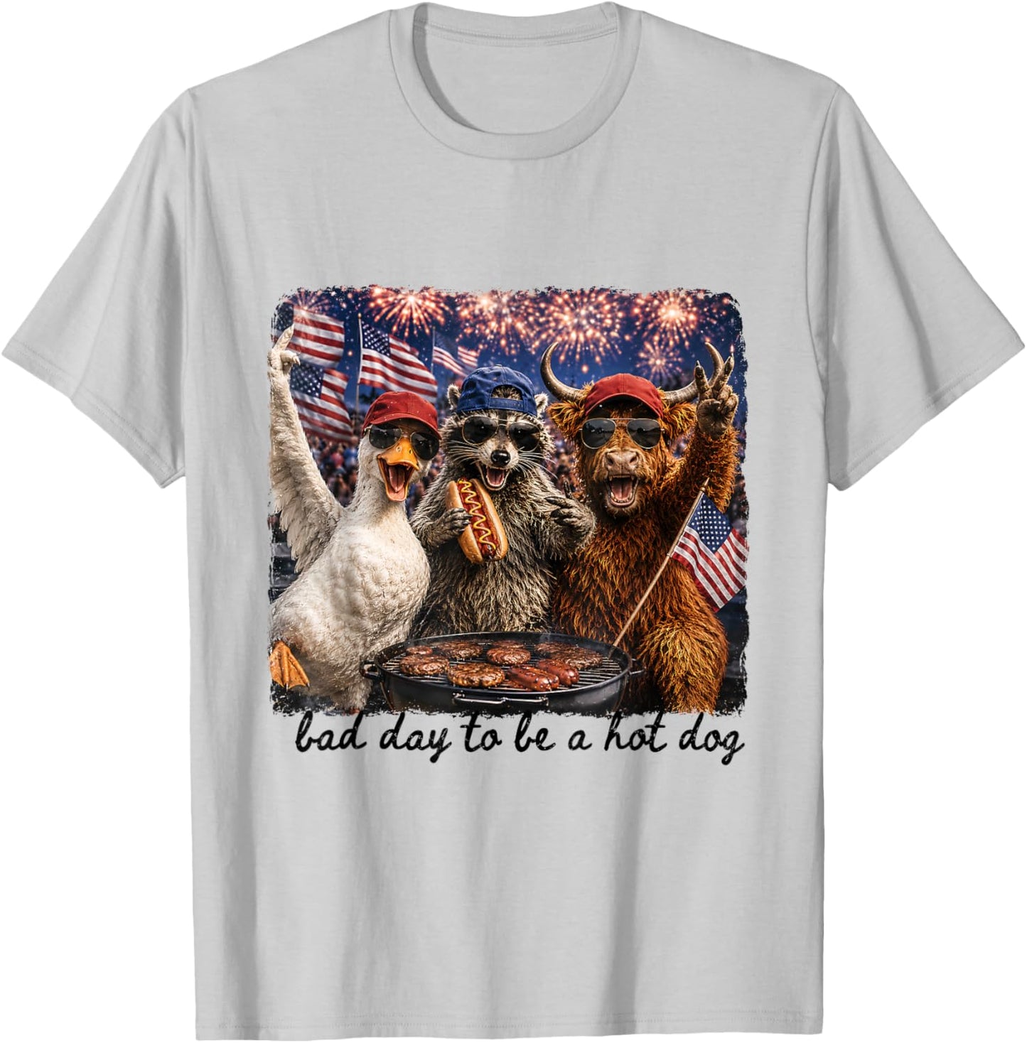Bad Day to Be A Hot Dog Funny 4th of July BBQ Party T-Shirt - T-Shirt | Ash