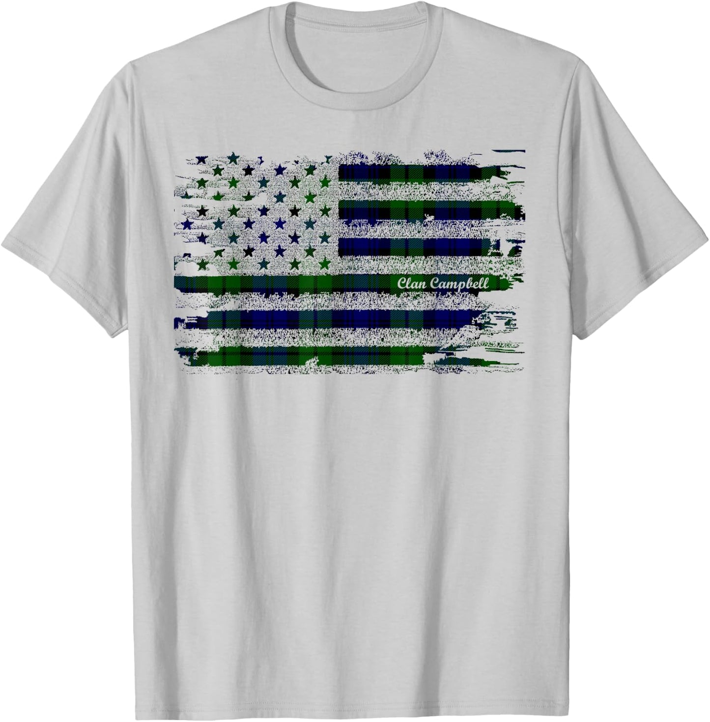 Campbell American Flag Scottish Clan T-Shirt - T-Shirt | Ash