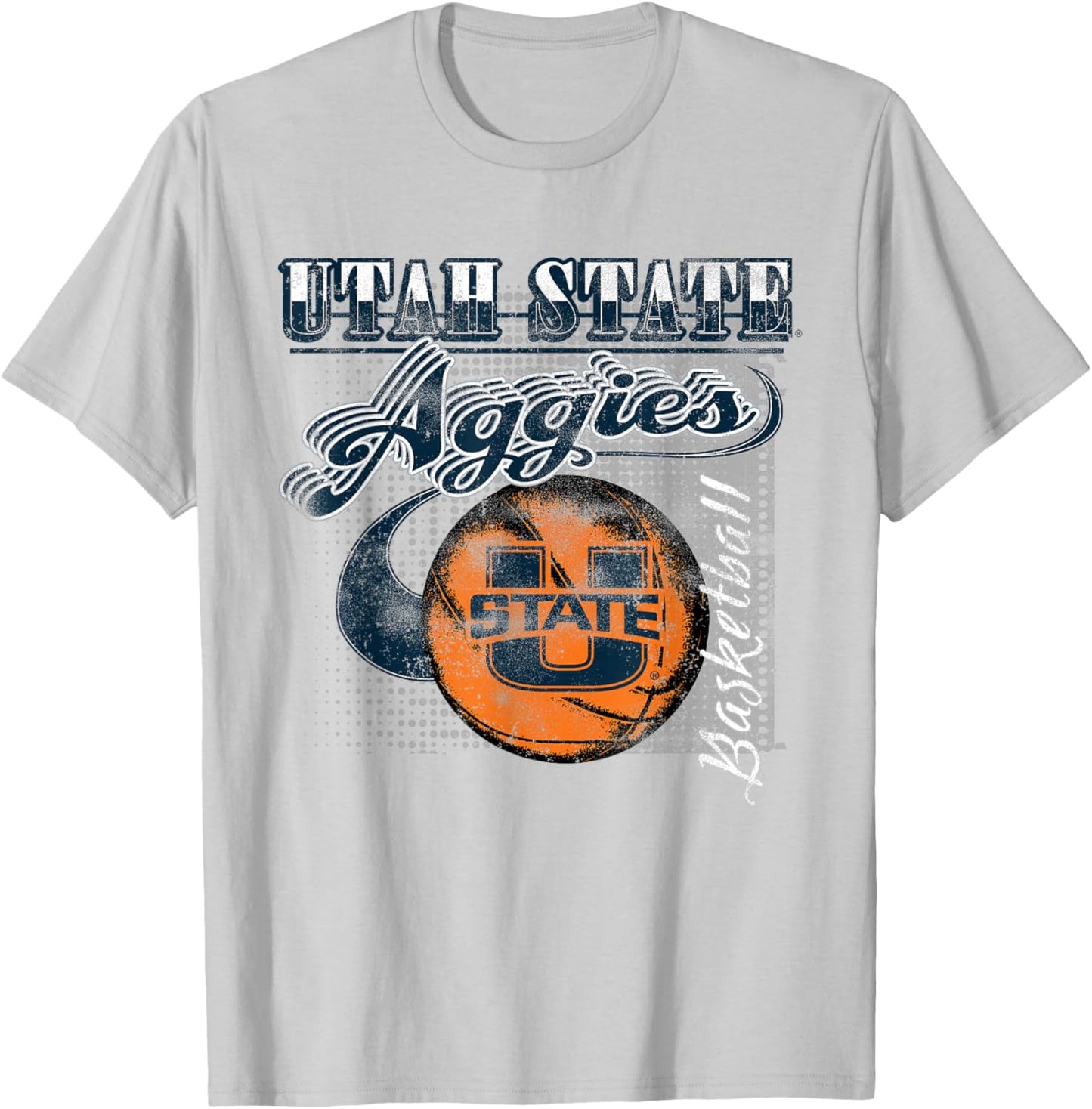 Utah State Aggies Basketball Retro Gray Officially Licensed T-Shirt - T-Shirt | Ash