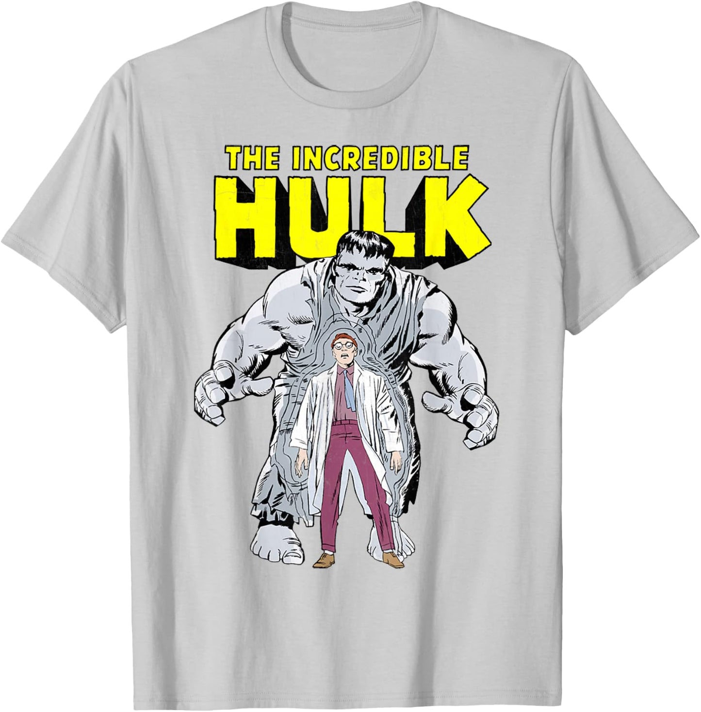 Marvel Hulk Retro Transformation Graphic T-Shirt - T-Shirt | Ash
