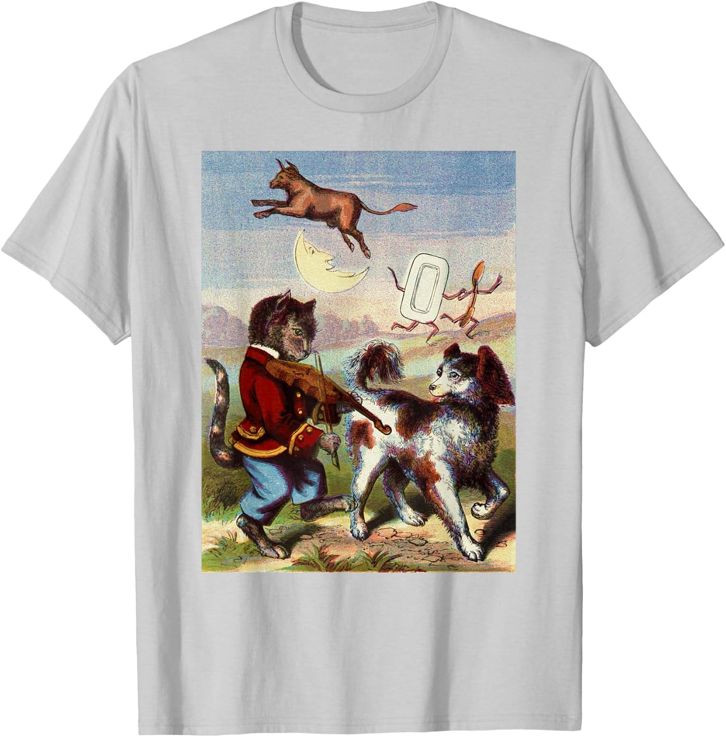 Cat and the Fiddle Nursery Rhyme for Kids and Adults T-Shirt - T-Shirt | Ash