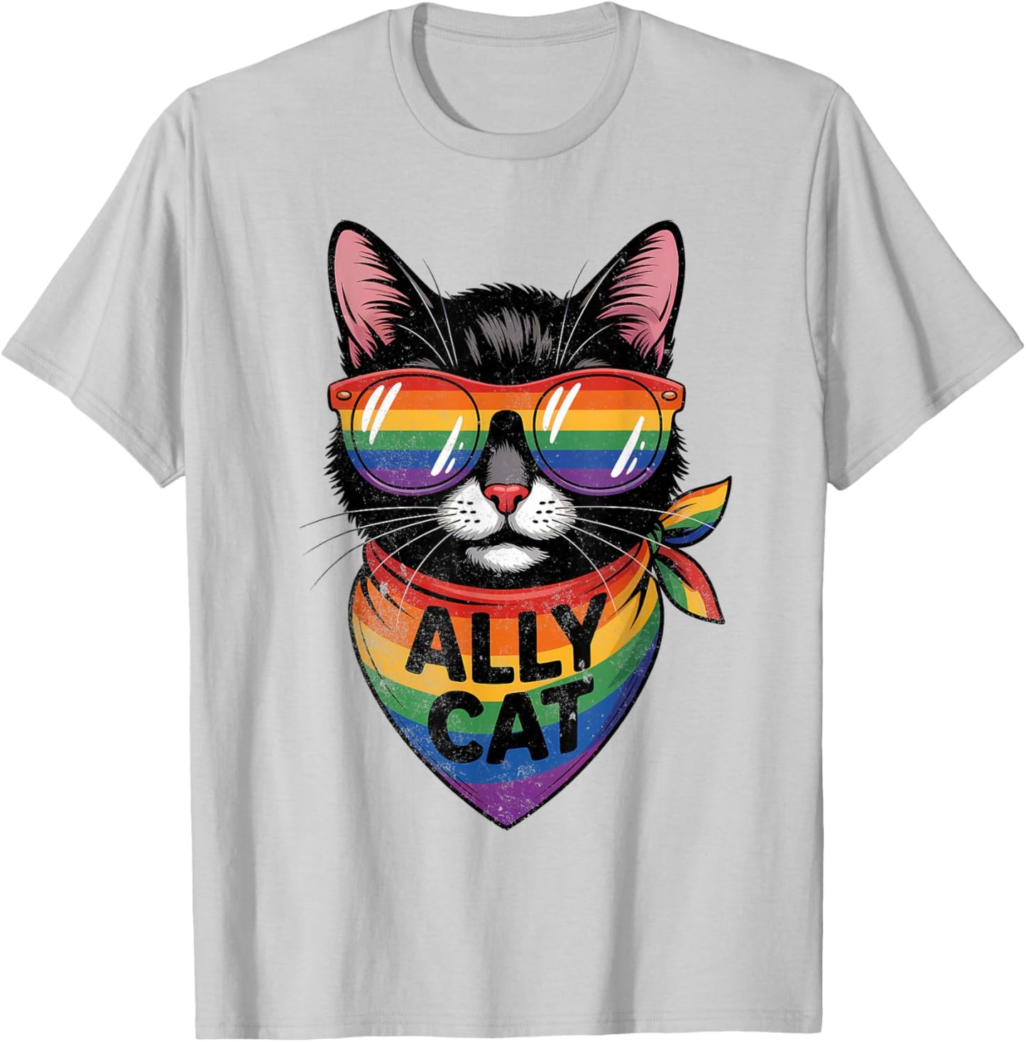 Ally Cat Pride Men Women T-Shirt - T-Shirt | Ash