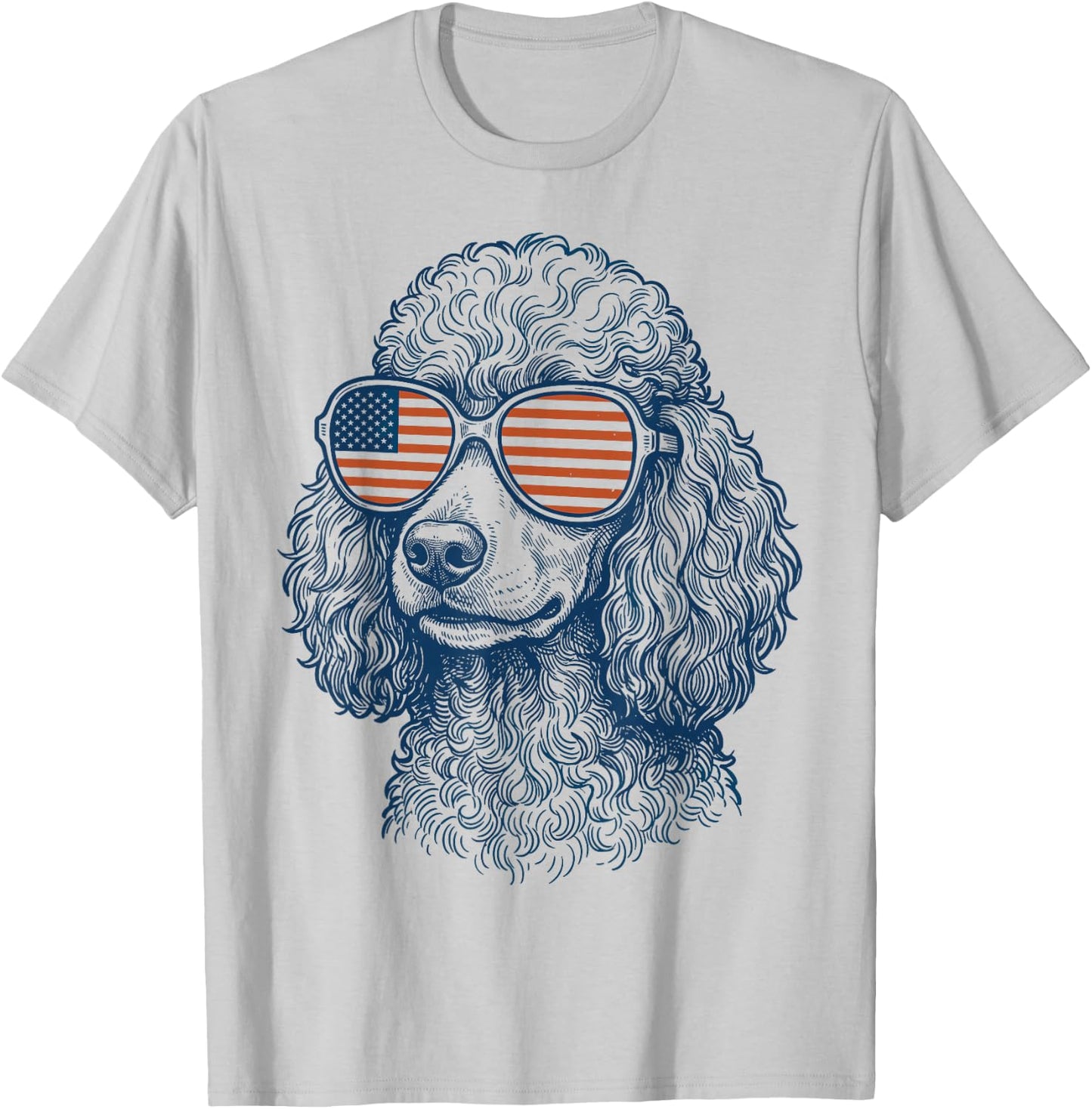 Patriotic Poodle Dog Mom Dad 4th of July Vintage Men Women T-Shirt - T-Shirt | Ash