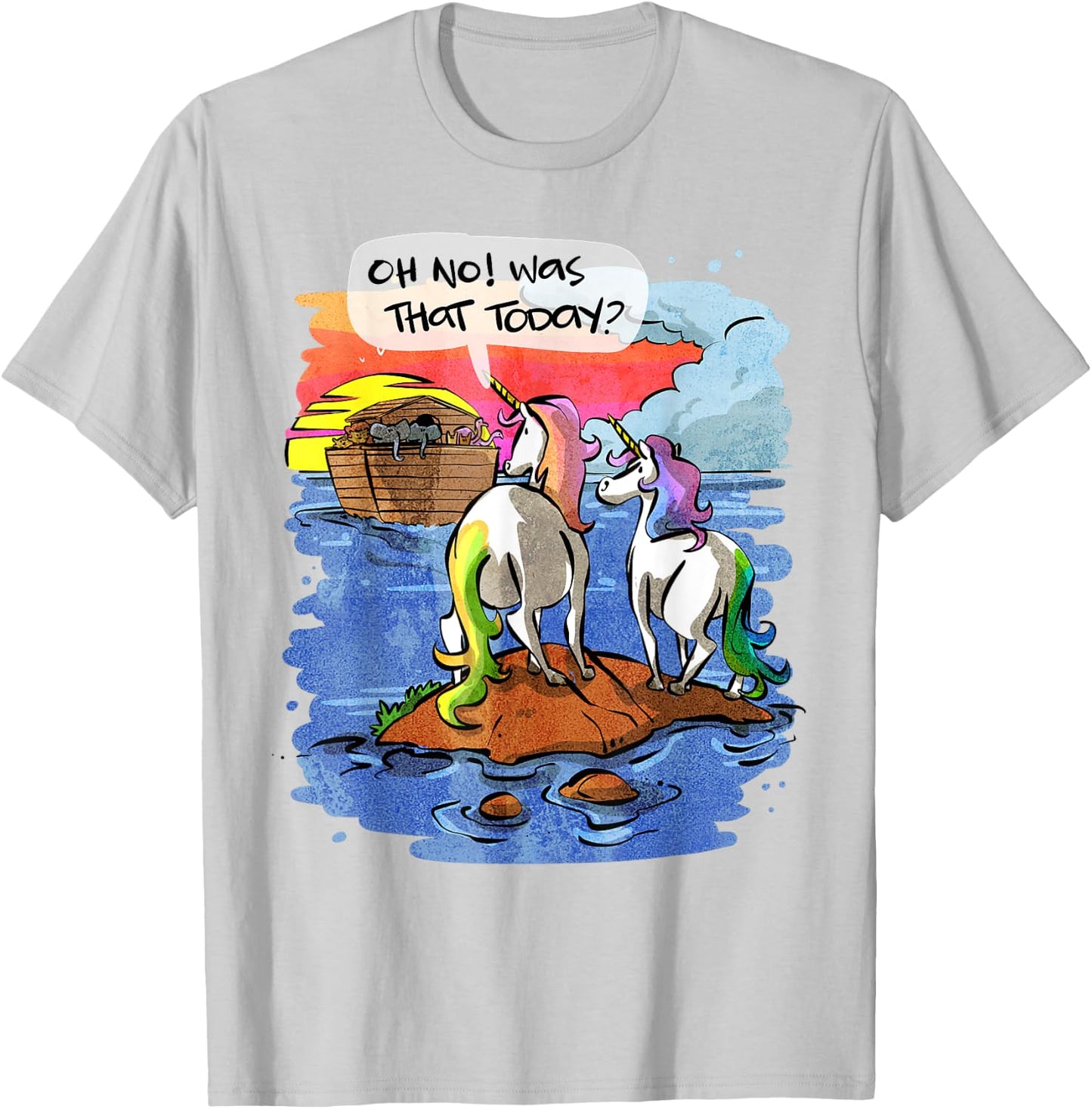 Noah Guy Unicorn Noahs Ark Design For Girls And Adults T-Shirt - T-Shirt | Ash