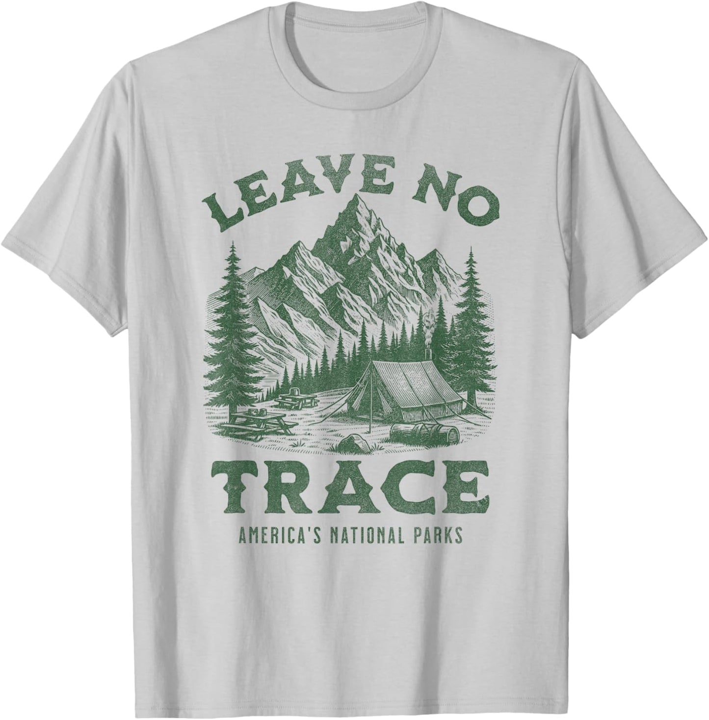 Leave No Trace Mountains Hiking Camping Outdoor Mountain T-Shirt - T-Shirt | Ash