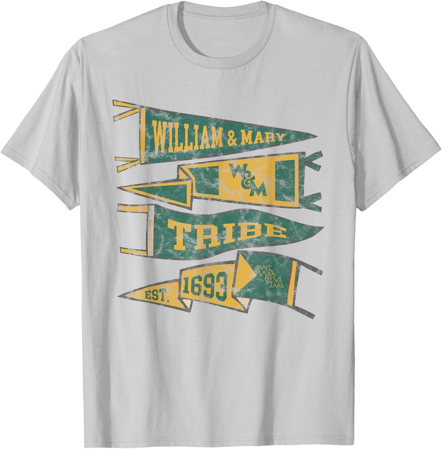 William & Mary Griffins Distressed Pennants T-Shirt - T-Shirt | Ash