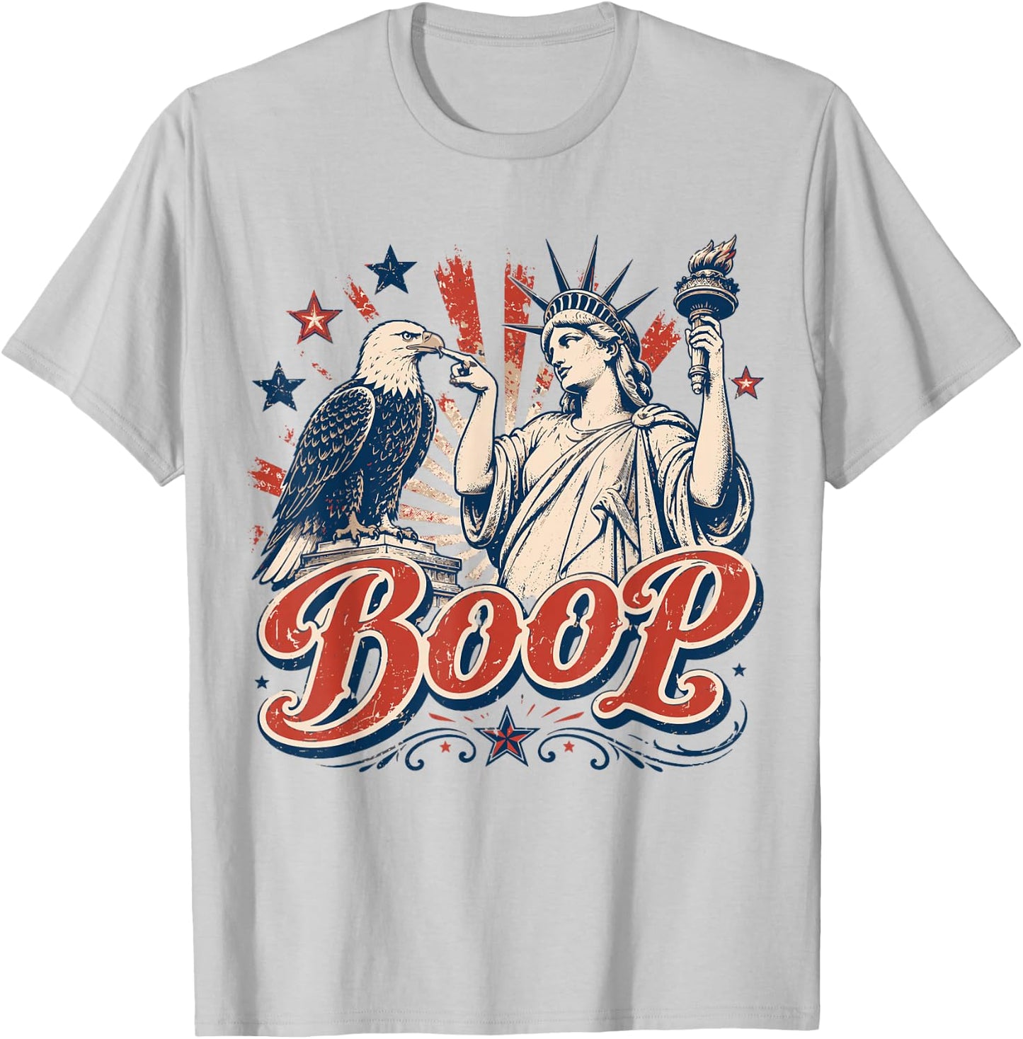 Boop Eagle 4th of July Retro Patriotic Liberty Bald Eagle T-Shirt - T-Shirt | Ash